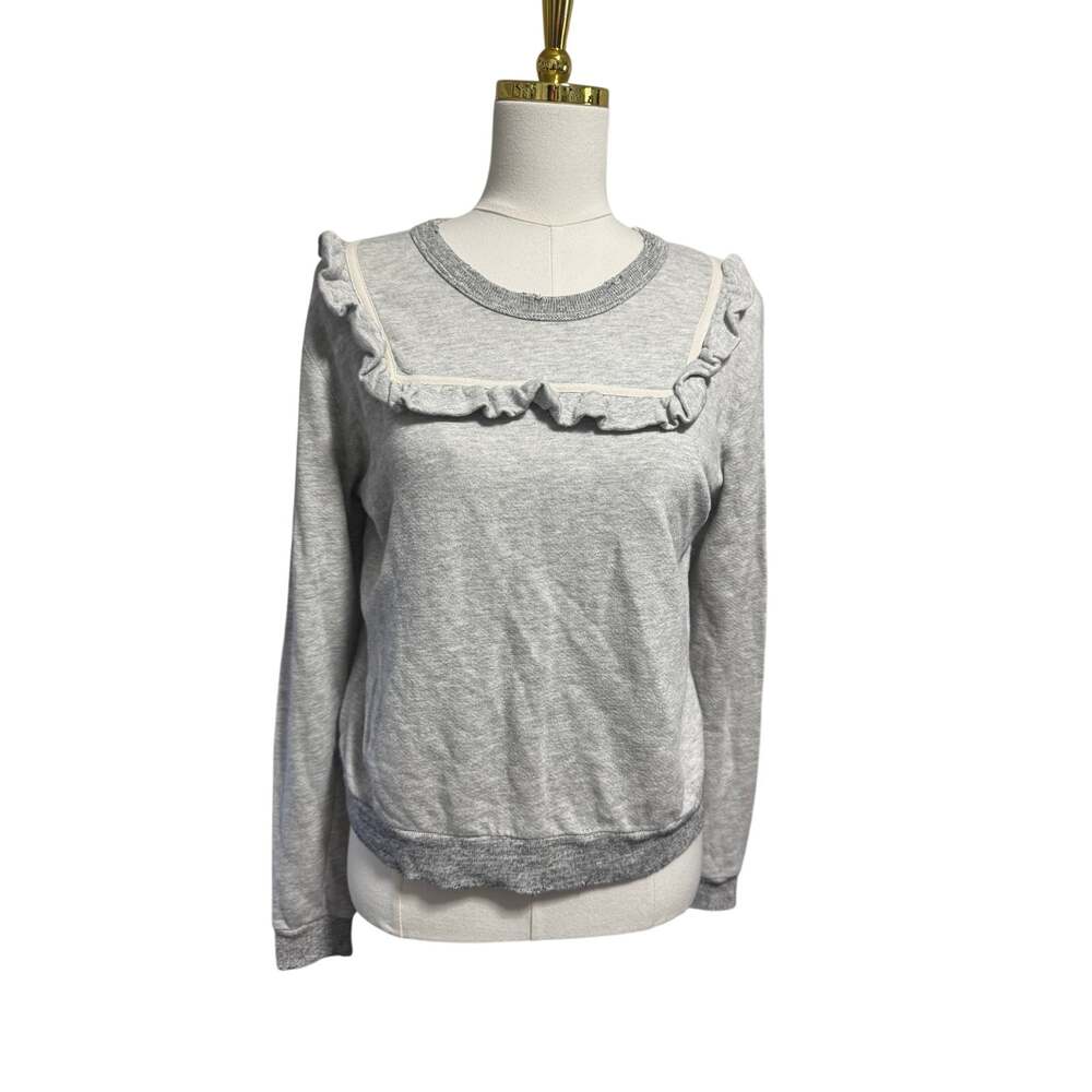The Great. The Shrunken Bib Sweatshirt, Heather Grey, Size 1 (Small/Medium)